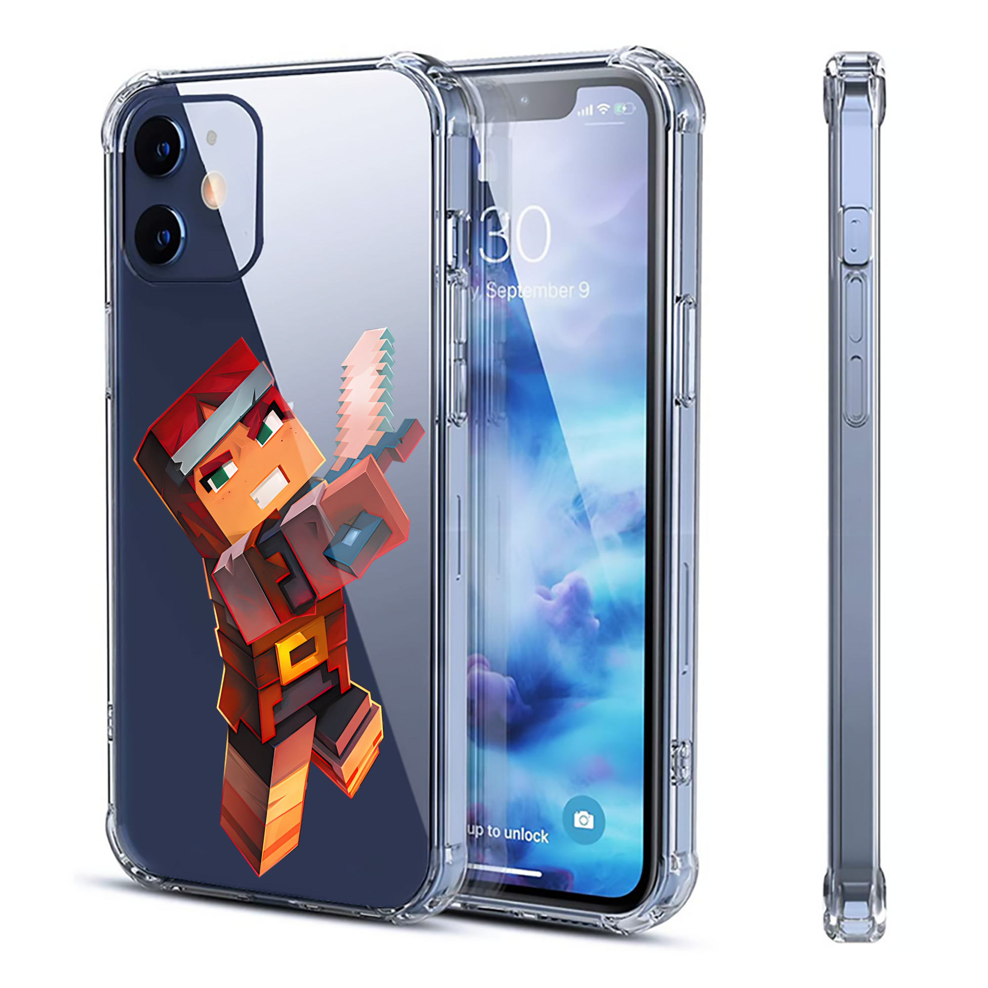 （画像用） マインクラフト ブロックの世界 Minecraft MC Block world 【iPhone 12シリーズ対応】透明スマホケース（クリアソフトケース）